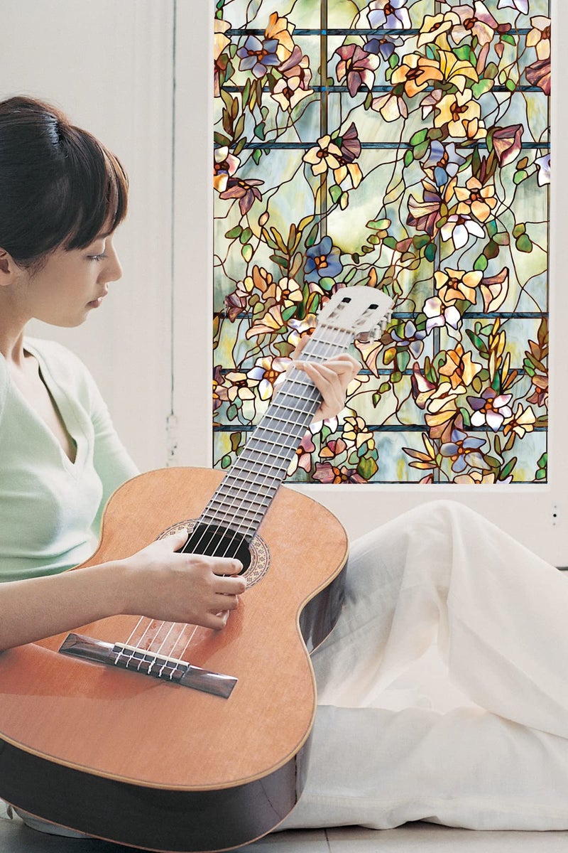 Artscape Trellis | Privacy Window Film with Vibrant Colored Pattern | Non-Adhesive & UV Protection | Easy to Apply & Removable | 24 x 36 Inches | Made in USA - Image 4